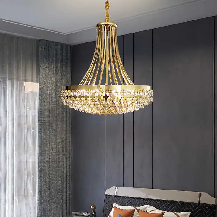 Decor Lighting Sales - Luxury Gold round Crystal Chandelier for