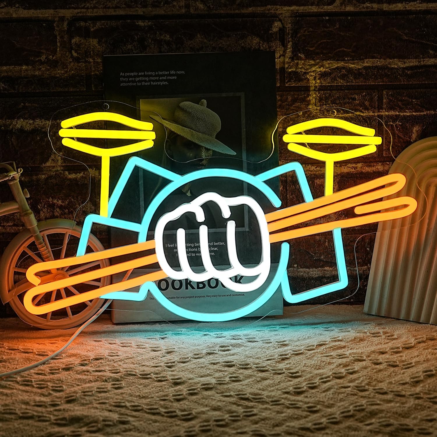 Drum Set Neon Sign USB Powered - огляд і ціна Lighting Decor Items