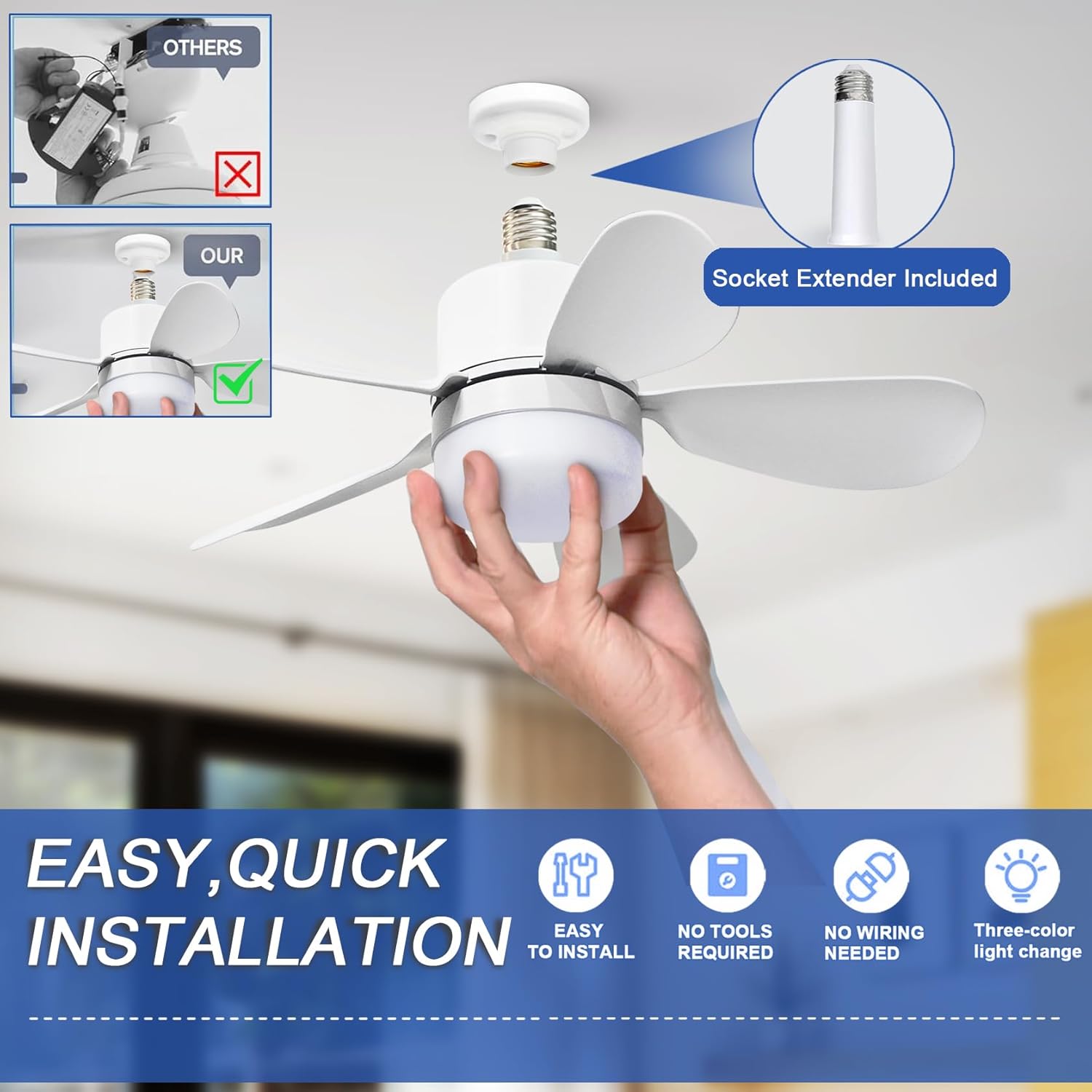 Socket Fan Light with Remote,  - огляд і ціна Lighting Design Decor