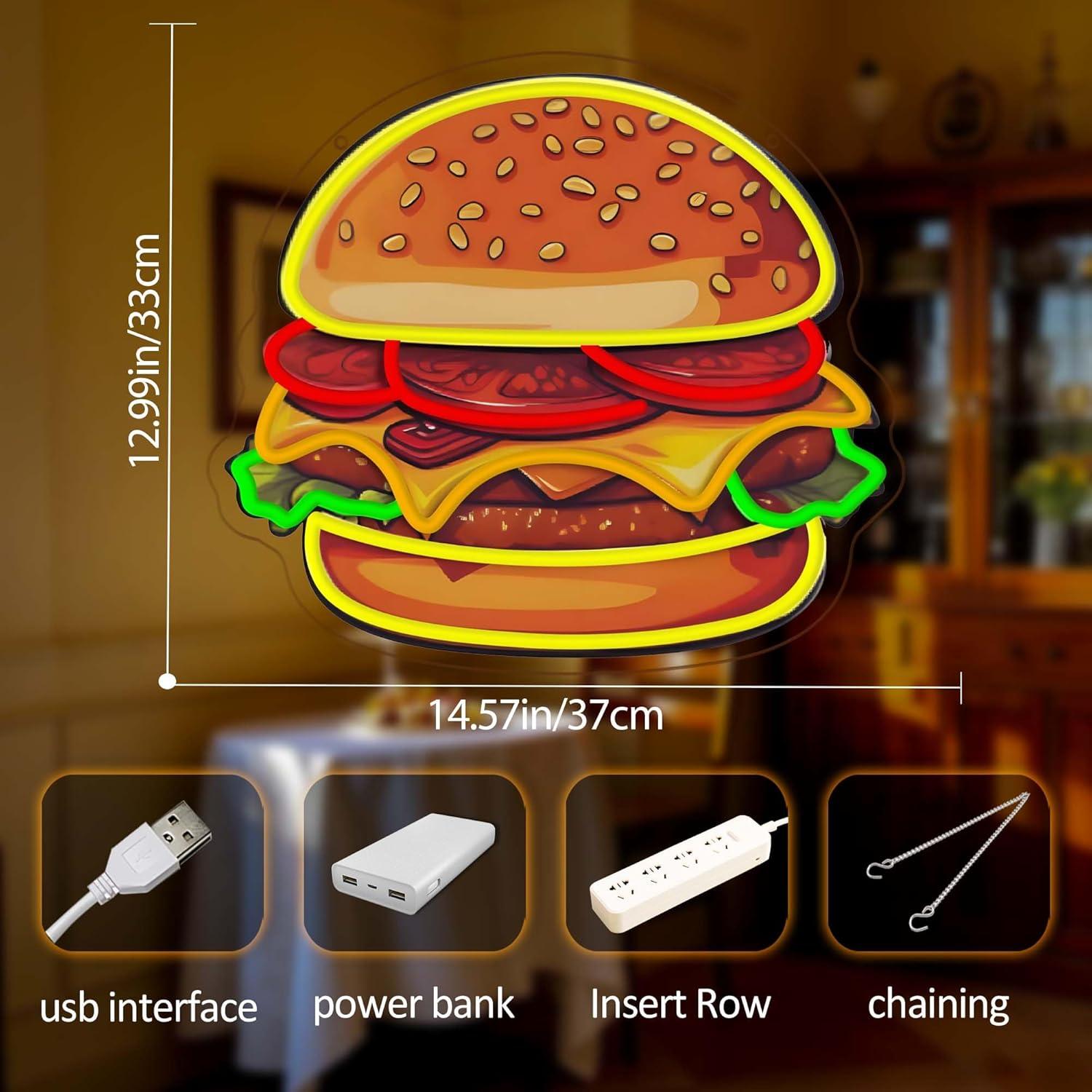 Burger Neon Sign LED Hamburger - огляд і ціна Lighting Decor Items
