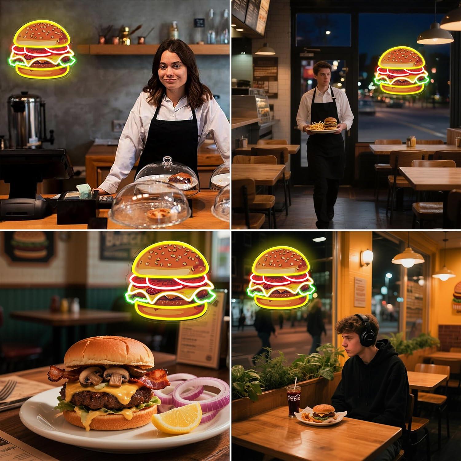Burger Neon Sign LED Hamburger - огляд і ціна Lighting Decor Items